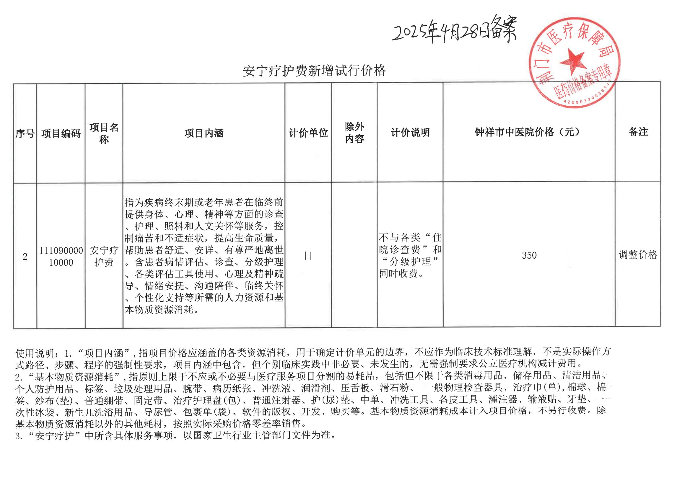 钟祥中医院疗护费_00